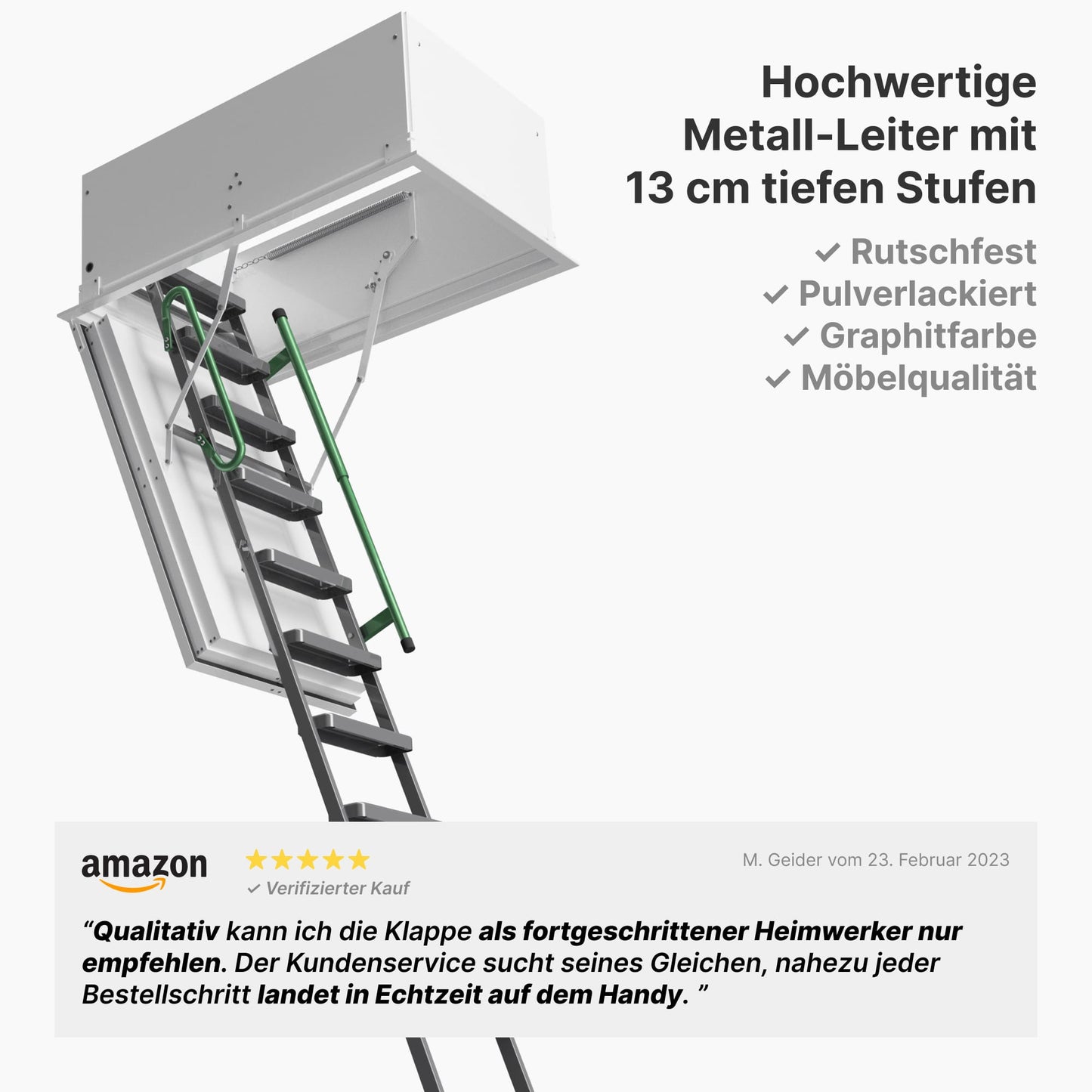 Professionelle Metall + Brandhemmend + Passivhaus HEYKE AntiGravity Metal Pro Bodentreppe