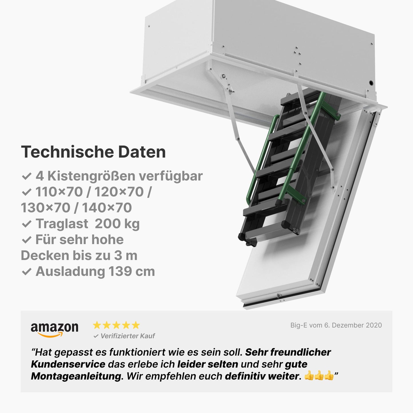 Professionelle Metall + Brandhemmend + Passivhaus HEYKE AntiGravity Metal Pro Bodentreppe