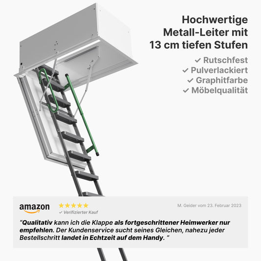 Professionelle Metall + Brandhemmend + Passivhaus HEYKE AntiGravity Metal Pro Bodentreppe