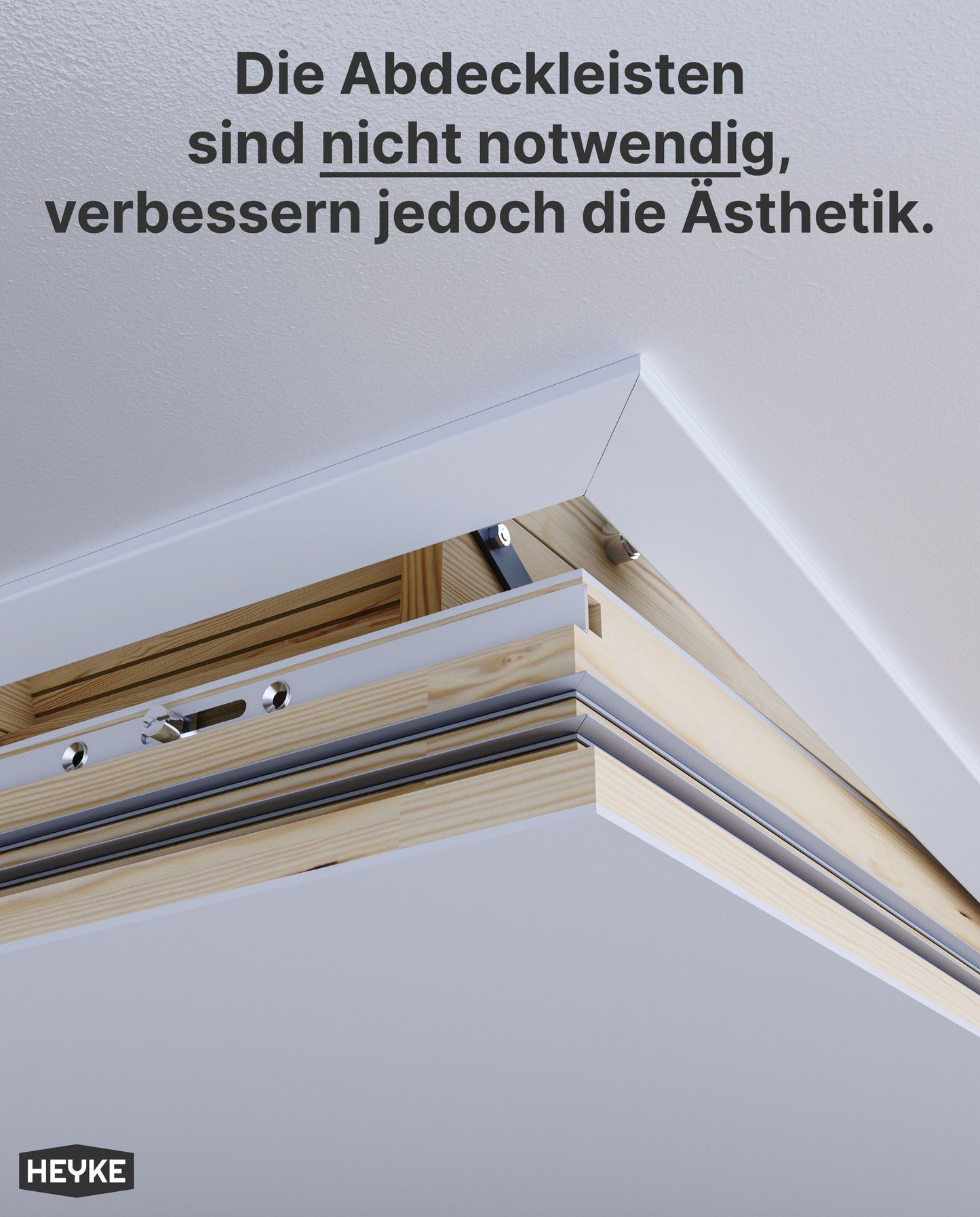 Schneeweiße Abdeckleisten für Holz Bodentreppe