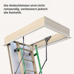Schneeweiße Abdeckleisten für Holz Bodentreppe
