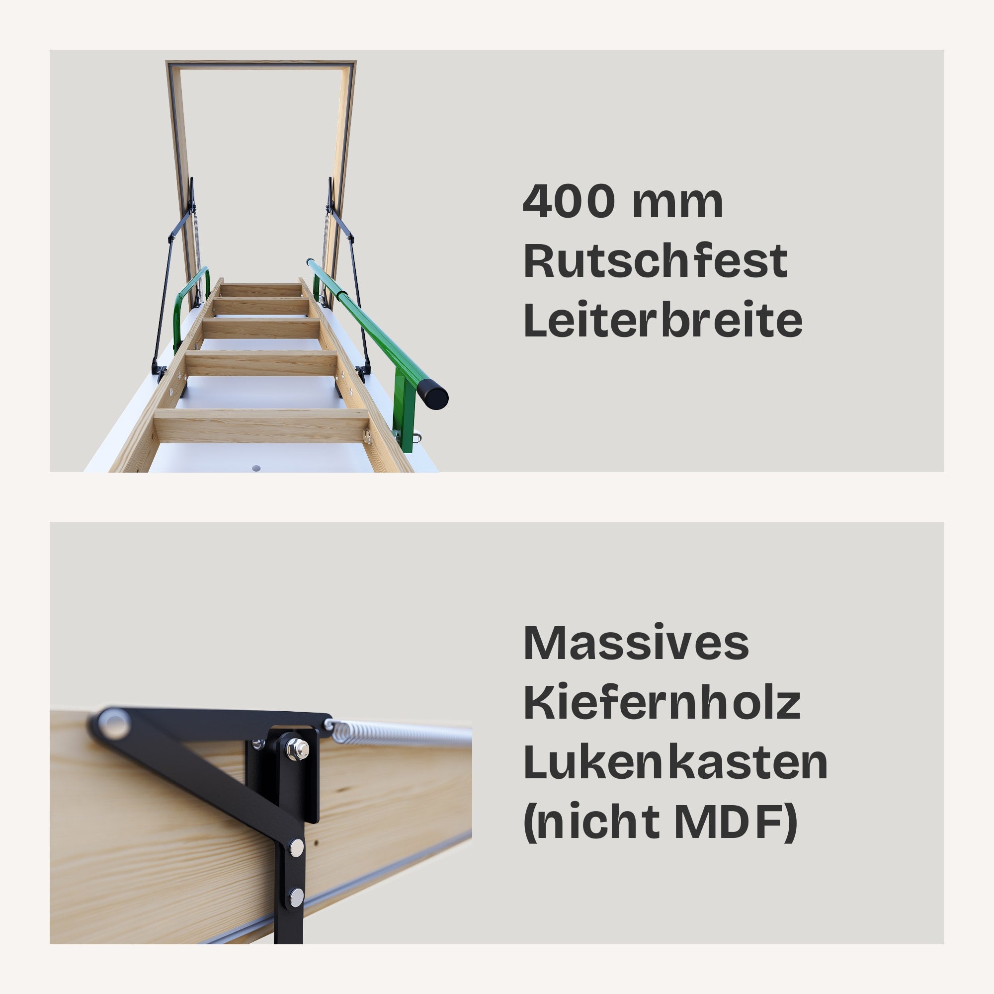 Pro-Passive, luftdichte Kl. 4 mit 2 Handläufen Bodentreppen - HEYKE AntiGravity Pro