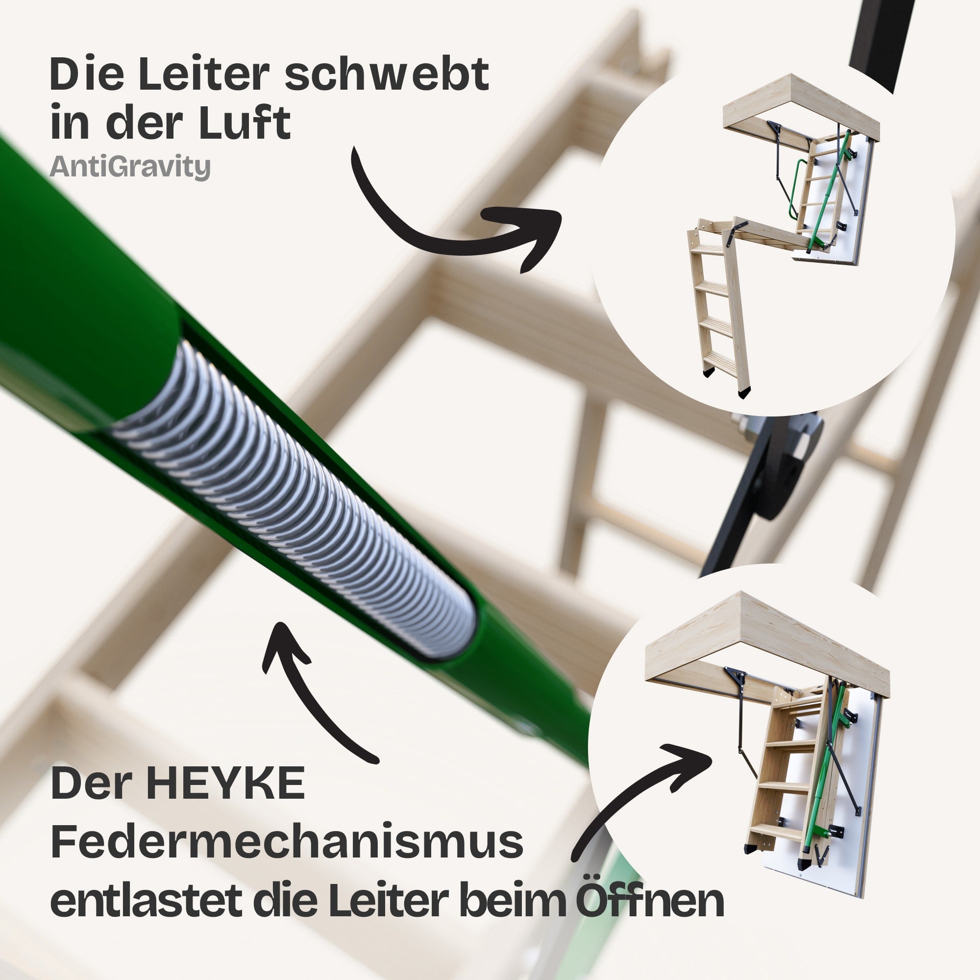 Gedämmte, luftdichte Kl. 4 mit 2 Handläufen Bodentreppen - HEYKE AntiGravity Basic