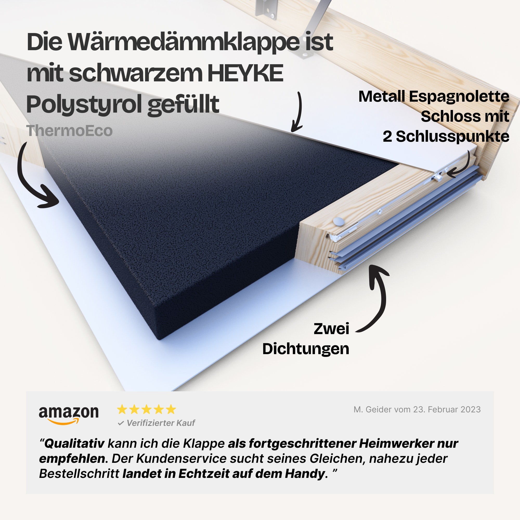 Pro-Passive, luftdichte Kl. 4 mit 2 Handläufen Bodentreppen - HEYKE AntiGravity Pro