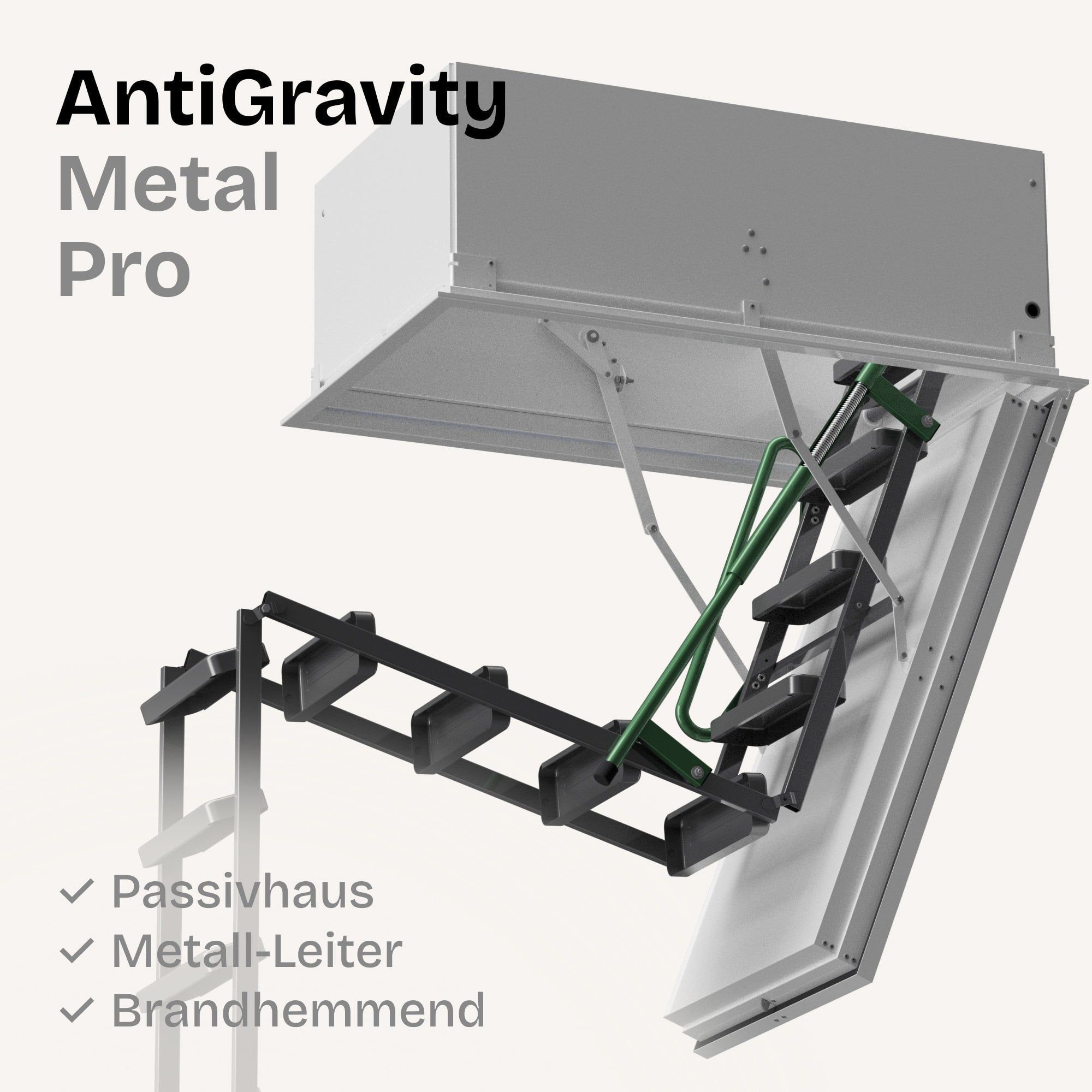 Professionelle Metall + Brandhemmend + Passivhaus HEYKE AntiGravity Metal Pro Bodentreppe