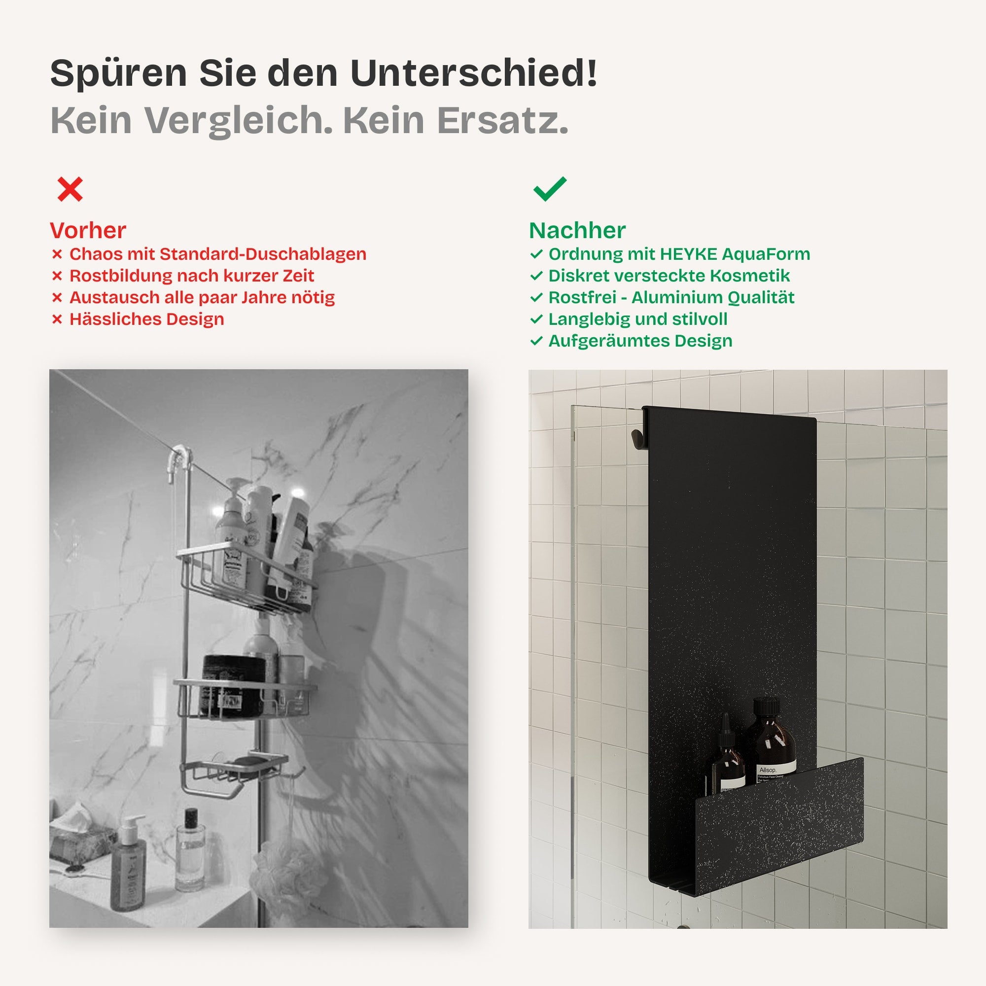 Minimalistische HEYKE AquaForm Premium Duschablage