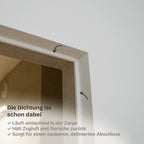 Wandbündige Tür • Budgetfreundlich • weiße Alu-Zarge • 2 Bänder