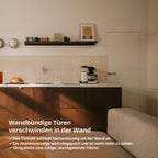 Wandbündige Tür • Budgetfreundlich • weiße Alu-Zarge • 2 Bänder