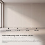Wandbündige Tür • Flache Designerklinke • Click-to-Open • Eindrucksvolle Höhe 2,40 m • weiße Alu-Zarge