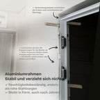 Wandbündige Tür • Budgetfreundlich • weiße Alu-Zarge • 2 Bänder