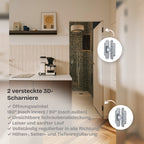 Versteckte Zimmertür • Budgetfreundlich • weiße Alu-Zarge • 2 Bänder