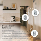 Versteckte Zimmertür • Vollplatte mit Schalldämmung • schwarze Alu-Zarge • 3 Bänder