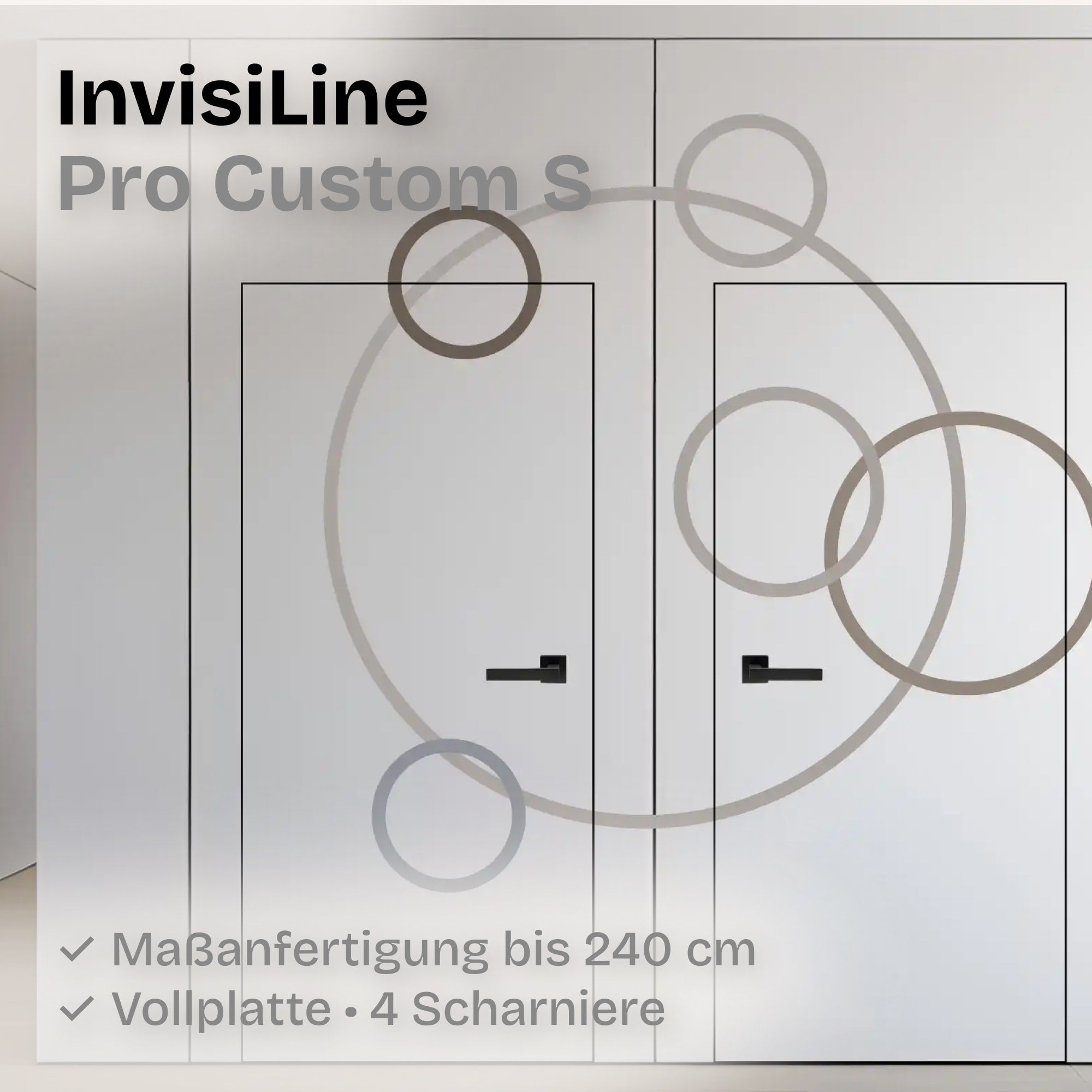 Maßanfertigung bis 2,4 m Versteckte Zimmertür • Vollplatte • inkl. Zarge • HEYKE InvisiLine Pro Custom S