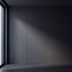 Wandbündige Tür • Innovativ ganz ohne Klinke • Touch-to-Open • schwarze Alu-Zarge