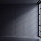 Wandbündige Tür • Innovativ ganz ohne Klinke • Touch-to-Open • Beachtliche Höhe 2,20 m • schwarze Alu-Zarge