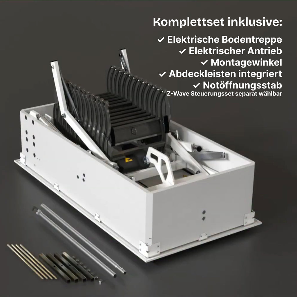 Elektrische & Passiv Bodentreppe + Fernbedienung + Passivhaus-Dämmung + Z-Wave