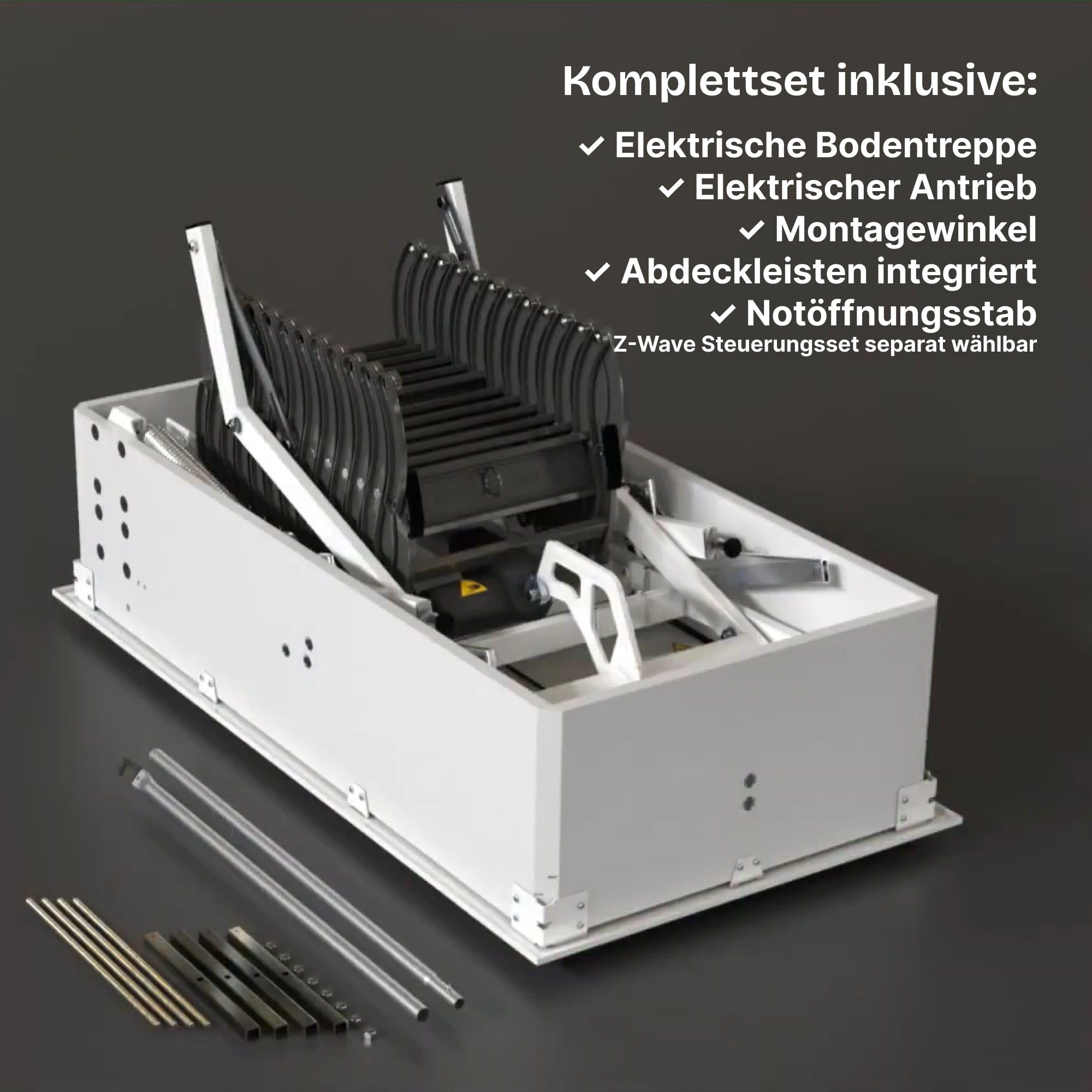 Elektrische & Passiv Bodentreppe + Fernbedienung + Passivhaus-Dämmung + Z-Wave