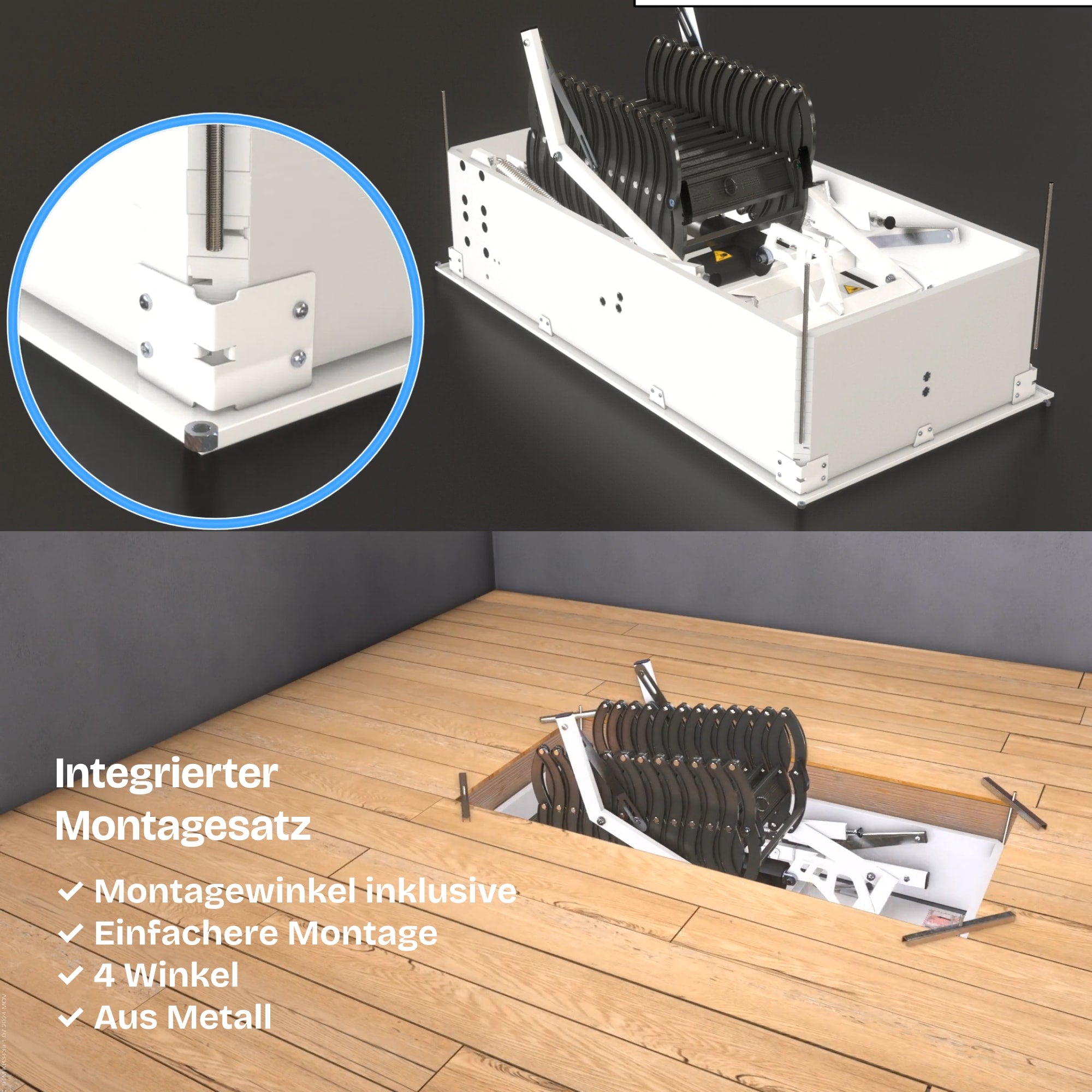 Elektrische & Passiv Bodentreppe + Fernbedienung + Passivhaus-Dämmung + Z-Wave